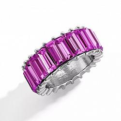 Hot Pink Baguette Crystal Eternity Ring-Hot pink eternity band  jewelry ring 
