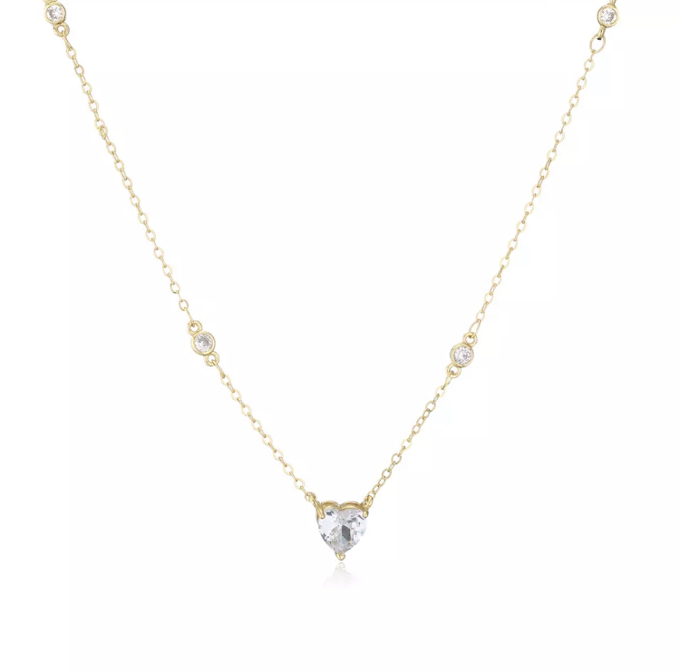 Gold Crystal Heart Necklace-Gold crystal heart necklace