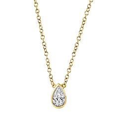 Gold Outlined Pear Cut Solitaire Necklace-Gold outlined pear cut solitaire necklace