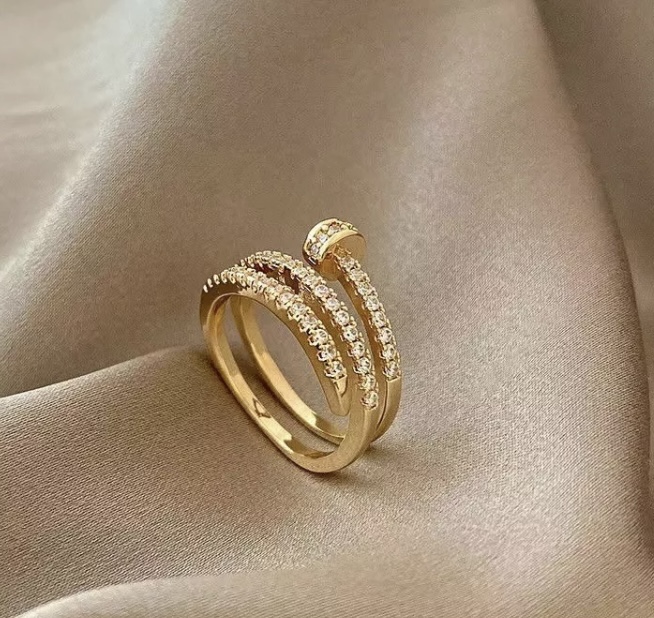Pave   Spiral Nail Ring-Pave diamond nail ring 