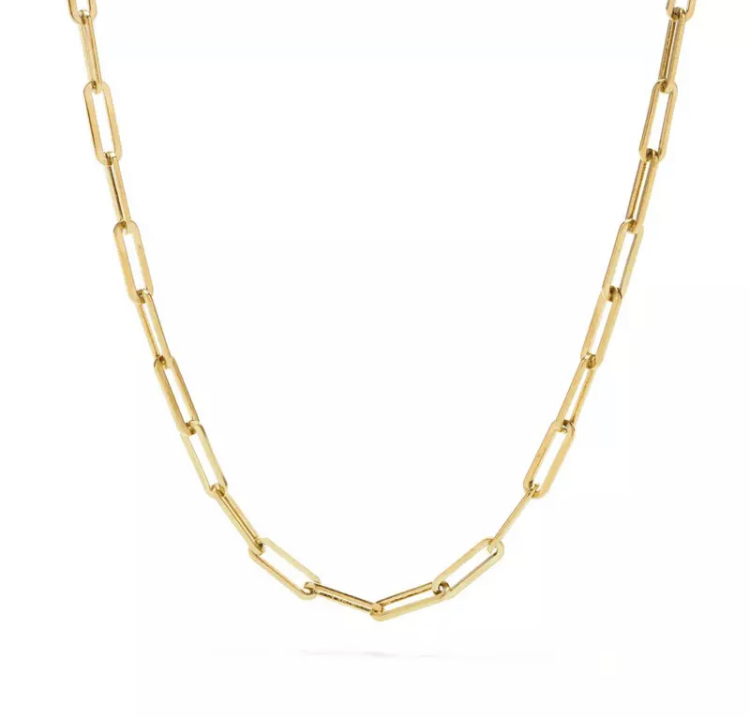 Gold Paperclip Style Chain Necklace 20”-Gold paperclip style chain necklace 