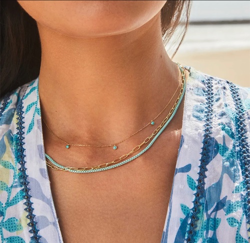 Turquoise Dotted Choker Necklace-Turquoise dotted choker necklace