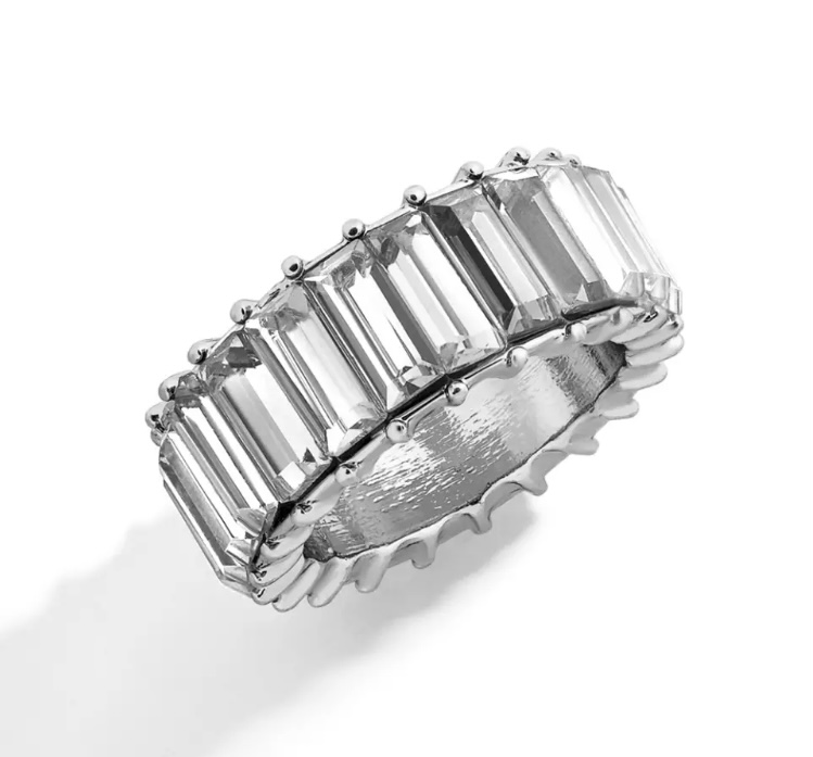 Clear Crystal Baguette Eternity Band-Eternity  ring band crystal diamond 