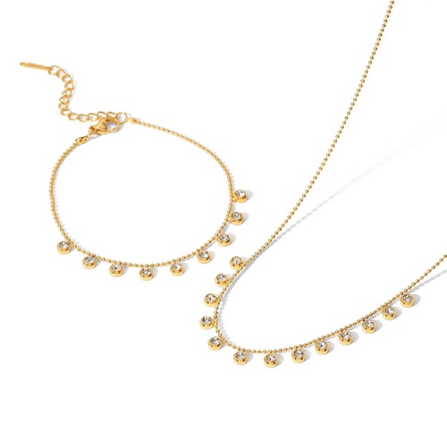 Sparkle Drop Necklace and Bracelet Set-Sparkle drop necklace and bracelet set