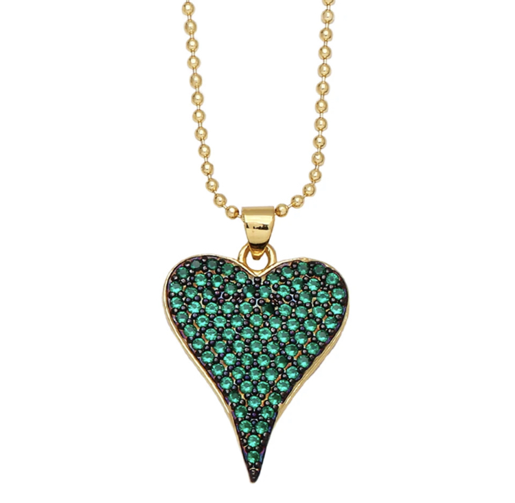 Emerald Sparkle Heart Necklace-Emerald sparkle heart necklace
