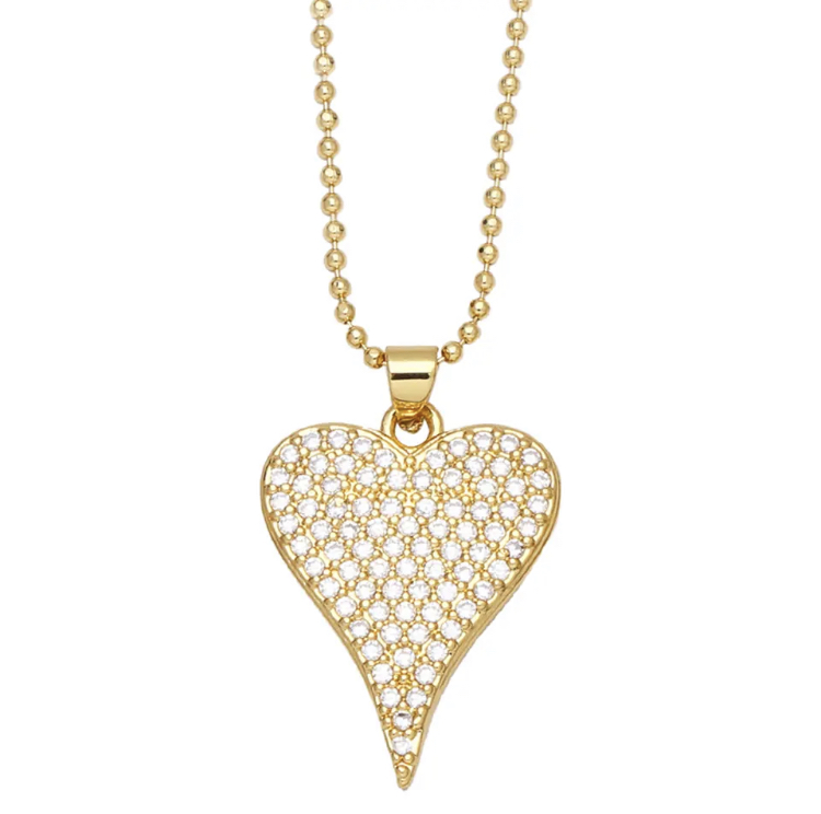 Clear Sparkle Heart Necklace-Clear sparkle heart necklace