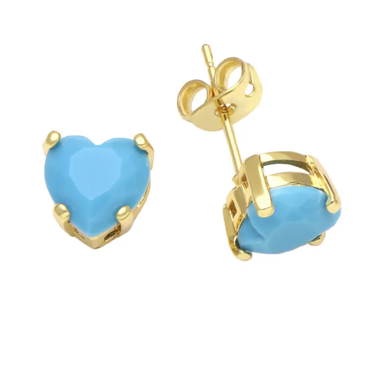 Turquoise Heart Shaped Earrings-Turquoise Heart Shaped Earrings