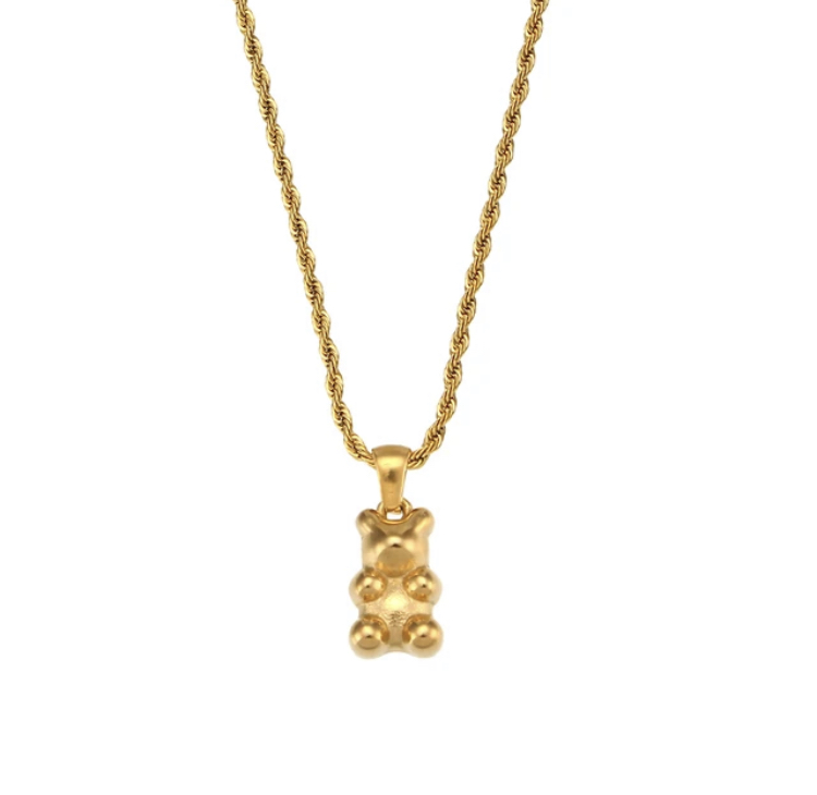 Gold Gummy Bear Necklace-Gold Gummy Bear Necklace 