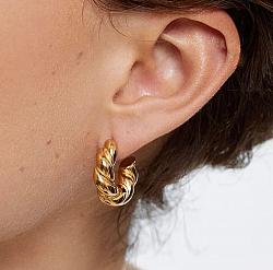 Gold Chunky Twisted Hoop Earrings-Gold Chunky Twisted Hoop Earrings