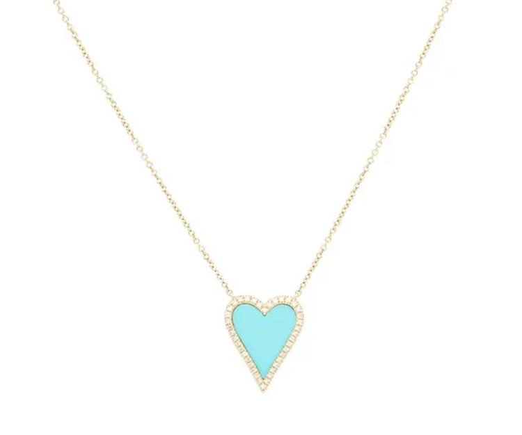 Gold Pavé Turquoise Heart Necklace-Gold Pav Turquoise Heart Necklace