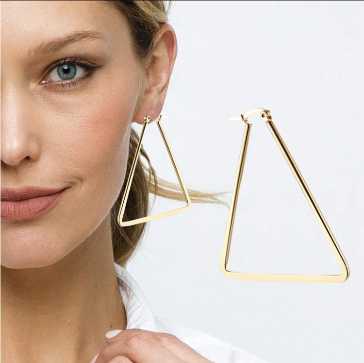 Gold Triangle Earrings-Gold Triangle Earrings