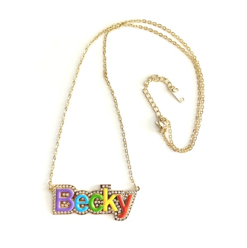 Gold Rainbow Name Pavé Outline Necklace-Gold Rainbow Name Pav Outline Necklace 