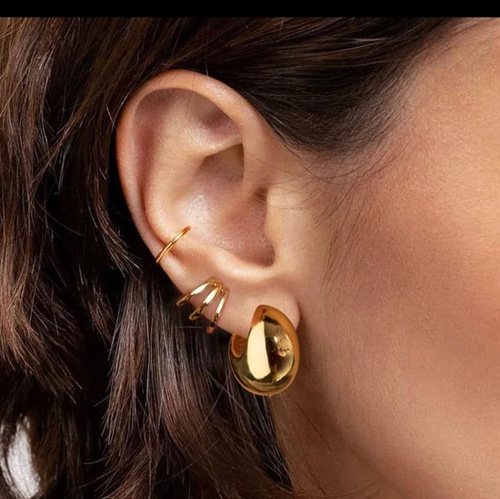 Gold Chunky Teardrop Earrings-Gold Chunky Teardrop Earrings