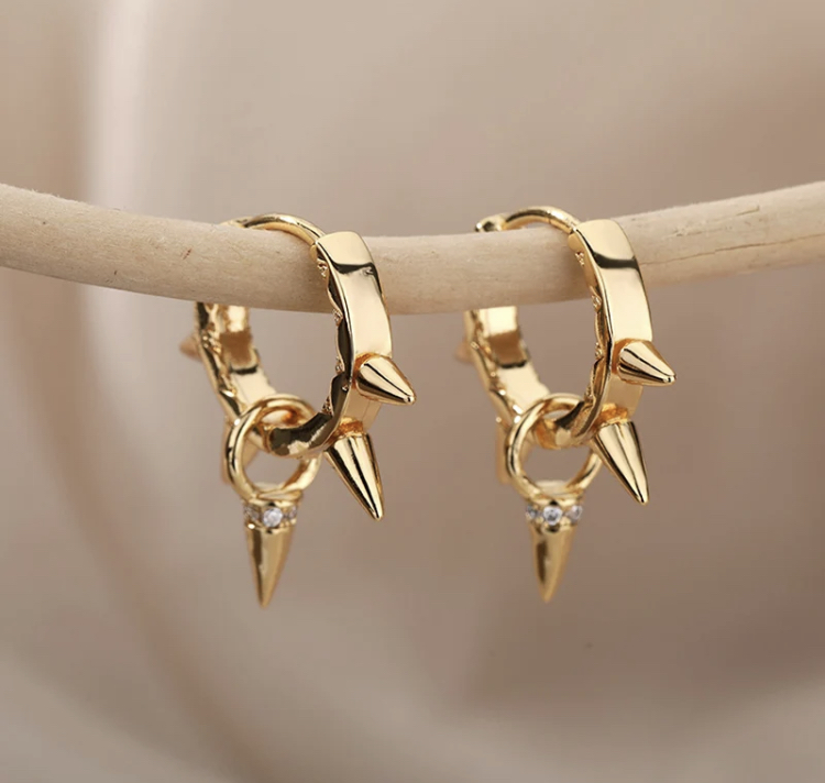 Gold Spikes and Dagger Earrings-Gold Spikes and Dagger Earrings