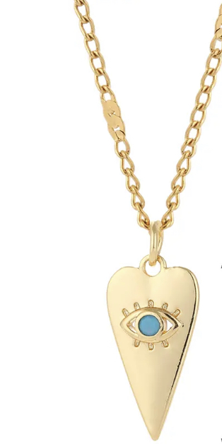 Gold Evil Eye Heart Necklace-Gold Evil Eye Heart Necklace 